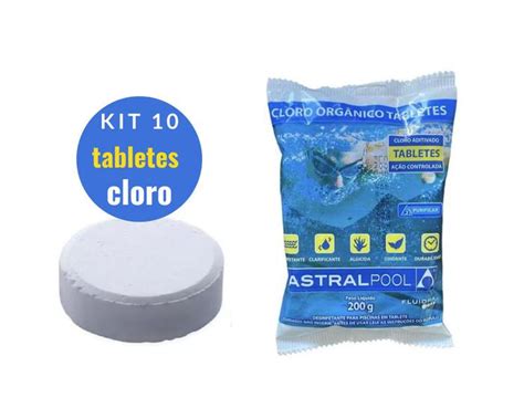 Kit 10 Cloro Para Piscina Tablete Pastilha 200g Desinfeta E Oxida