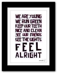 SUPERGRASS Alright song lyrics typography poster art print #100 | eBay