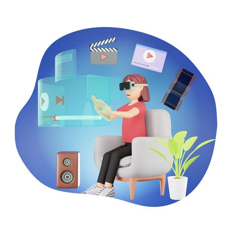 Virtual Reality Leisure - 3D Cartoon Character Wearing VR Glasses