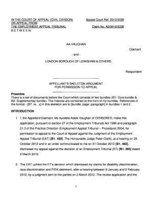 Skeleton Argument Template Fill And Sign Printable Template Online