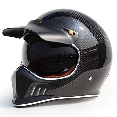 Carbon Fiber Retro Motorcycle Helmet Dot And 3c Certification Full Face Motorbike Racing Helmet