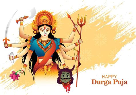 Happy Durga Puja India Festival Holiday Card Illustration Background