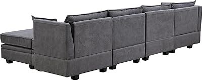 Amazon JACH 130 U Shaped Sectional Sofa Minimalist Chenille