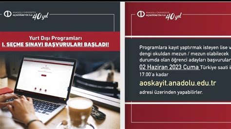 Anadolu Üniversitesi Yurt Dışı Programları 2023 2024 Öğretim Yılı I