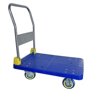 Blue In D X In W Metal Foldable Platform Push Hand Truck Cart