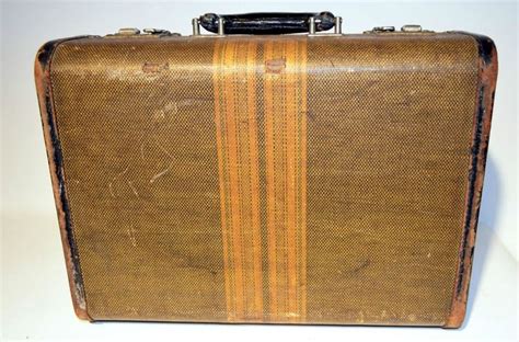 Vintage Small Eveleigh Baggage Travel Case Suitcase Brown Tan Stripes