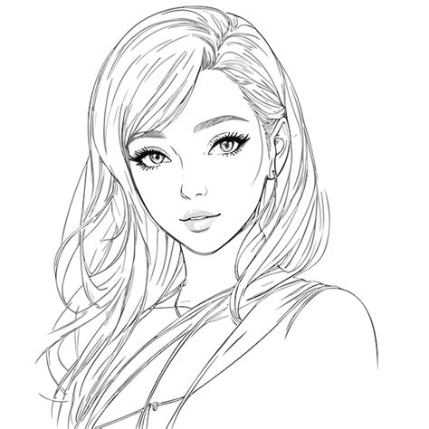 Premium Vector | A vector art handdrawn pencil of a beautiful cute girl ...