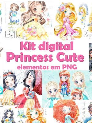 Kit Digital Princess Aquarela Compre Produtos Personalizados No Elo7