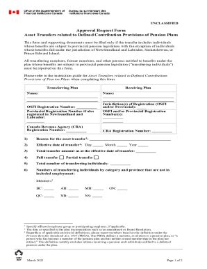 Fillable Online Approval Request Formasset Transfers Related To Defined