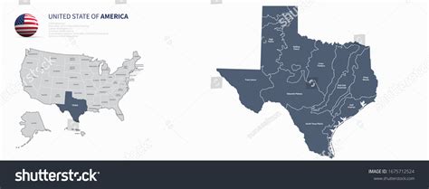 Us States Map Texas Map United Stock Vector (Royalty Free) 1675712524 ...