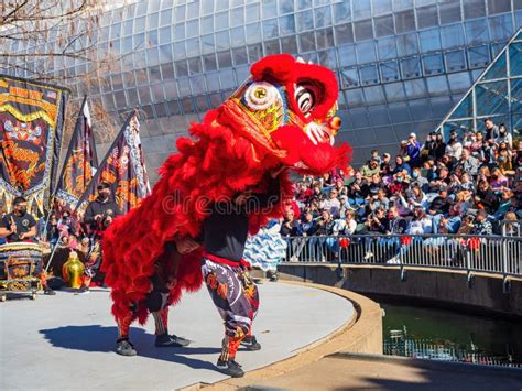 Sunny View Of The Lion Dance In Lunar New Year Festival Editorial Photo