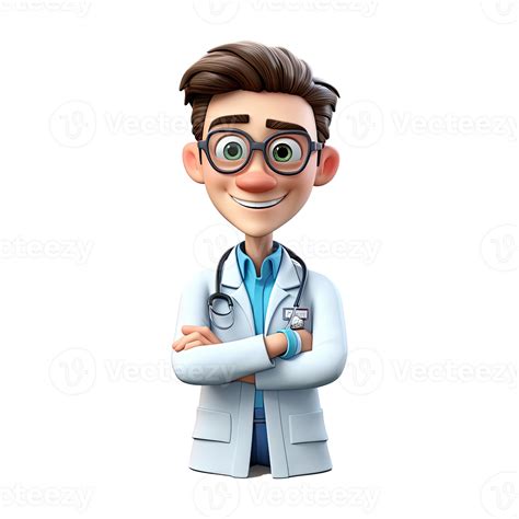 3d Happy Cartoon Doctor Cartoon Doctor On Transparent Background