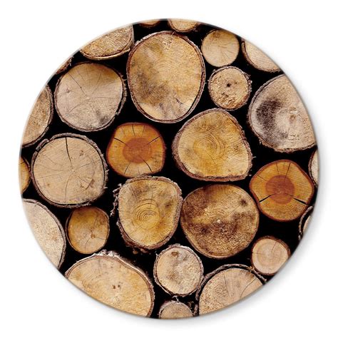 Plateau De Table En Verre Rondelle De Bois Rond Wall Art Fr