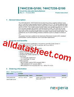 74HC238 Q100 Datasheet PDF Nexperia B V All Rights Reserved