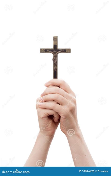 Woman Hands Hold The Cross Stock Photo Image 32976470