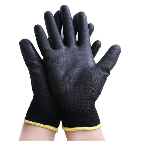 1 Pairs Black Nylon PU Palm Coated Electronic Anti Static Gloves With