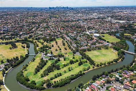 aerial stock image marrickville riverside