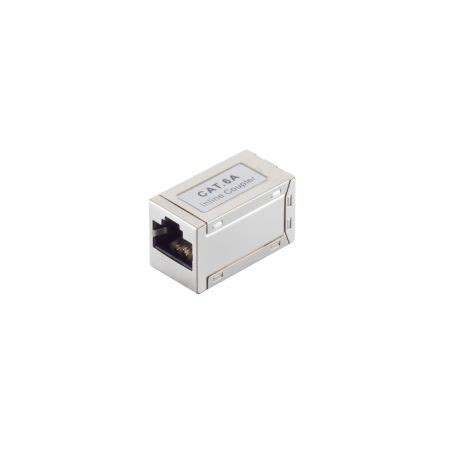 Adaptador Empalme RJ45 CAT 6a STP Hembra Hembra Delgado Plateado