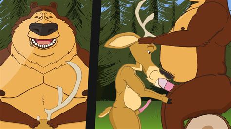 Rule 34 Anthro Bodily Fluids Boog Open Season Brown Bear Cervid Duo Elliot Open Season