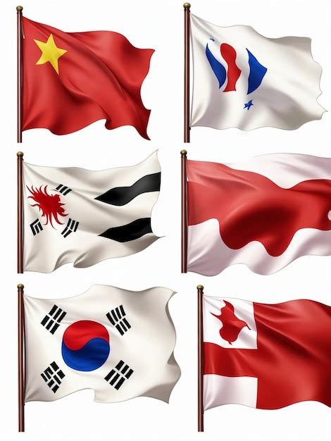 Premium Photo East Asia Flags Set Vietnam Malaysia Taiwan Japan South