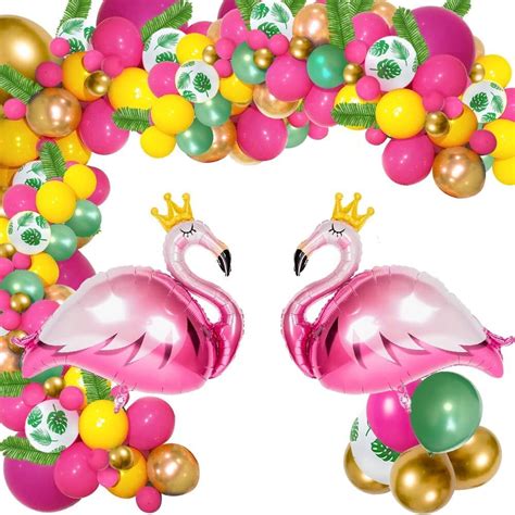 Fangsheng Tropical Balloons Arch Garland Kit Green Hot Pink Latex