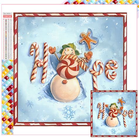 D Diy Full Square Drill Diamond Painting Christmas Snowman Kit Home