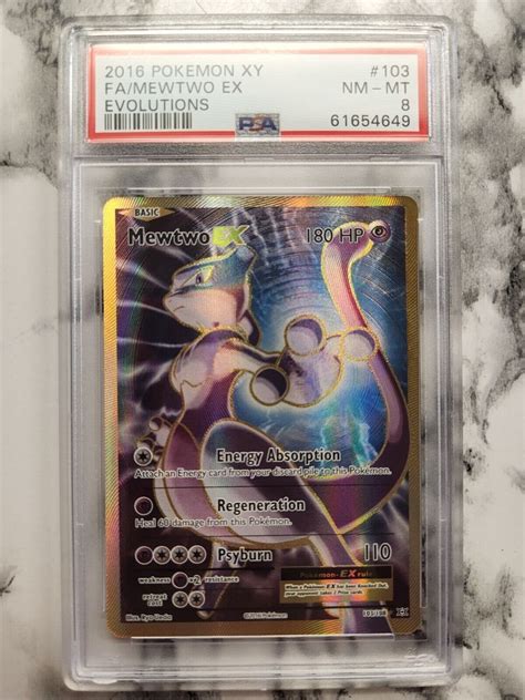 Mavin 2016 Pokémon XY Evolutions Mewtwo Ex 103 Full Art Holo PSA 8