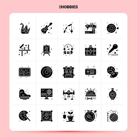 Solid 25 Hobbies Icon set Vector Glyph Style Design Black Icons Set Web ...