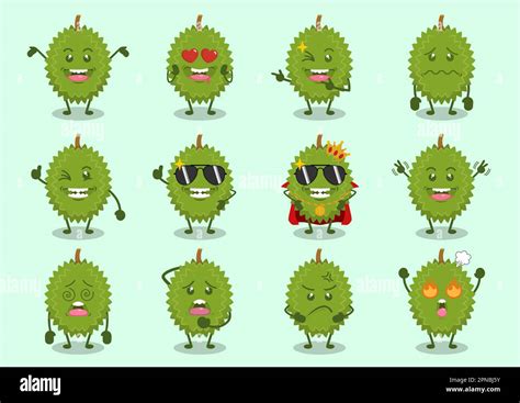 Cute Durian Cartoon Characters Set Stock Vector Image & Art - Alamy