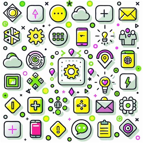 Colorful Icons Representing Digital Technology Communication And Social