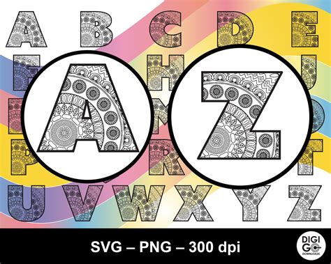 Mandala Alphabet Svg Mandala Letters Svg Cut Files Mandalas Svg