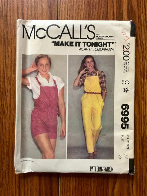 S Overalls Sewing Pattern S Vintage Romper Jumpsuit Size