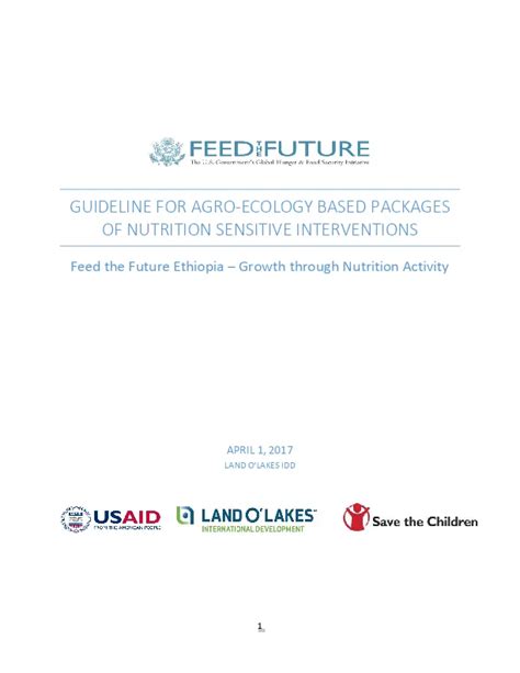 Guideline For Agro Ecology Based Packages Of Nutrition Sensitive