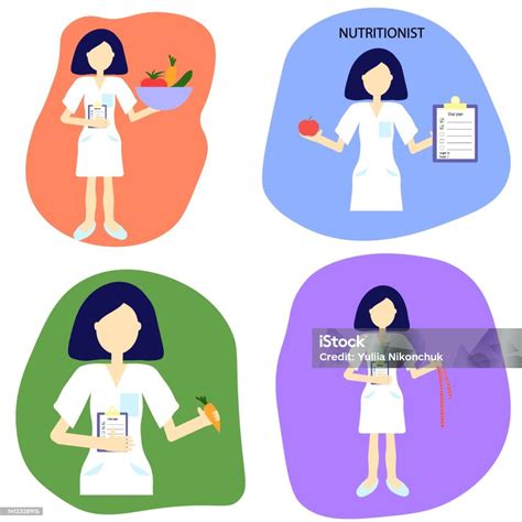 Ilustración De Ilustración Vectorial De Una Doctora Nutricionista