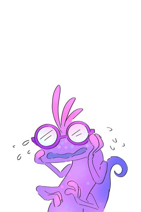 A Purple Cartoon Character With Glasses On