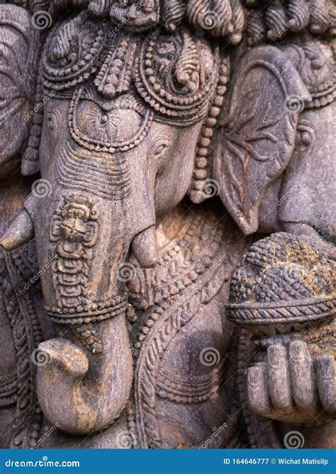 The Statue Of Old Ganesha Carving Stock Image Image Of Antique