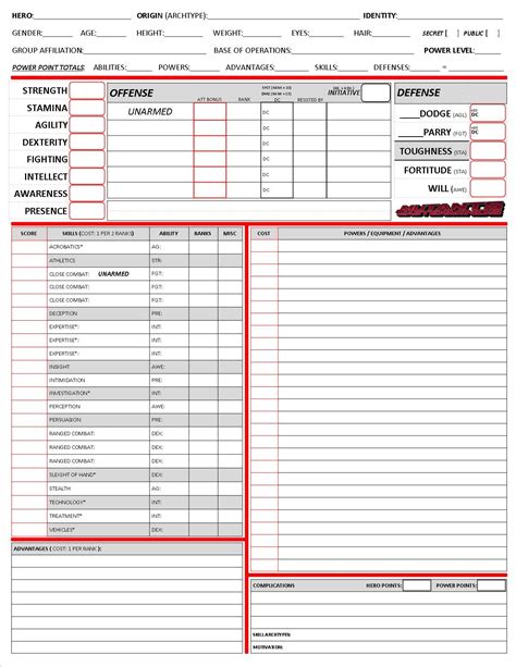 Mutants And Masterminds 3rd Edition Character Sheet Form Fillable Printable Forms Free Online