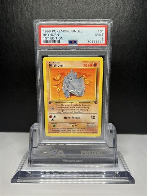 Rhyhorn 1st Edition 1999 Pokemon Jungle Psa 9 Mint Fresh Graded Pokémon