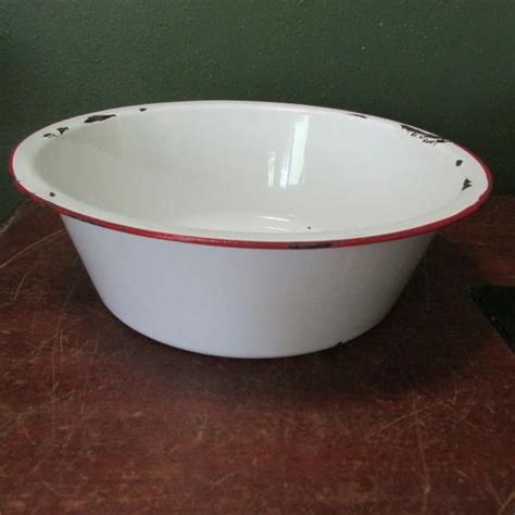 Vintage White Enamel Basin French Farmhouse Decor