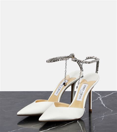 Saeda 100 Embellished Satin Pumps In White Jimmy Choo Mytheresa