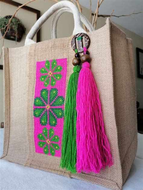 Pin By Indiacory Erre On Yute Decorado Handmade Fabric Bags Jute