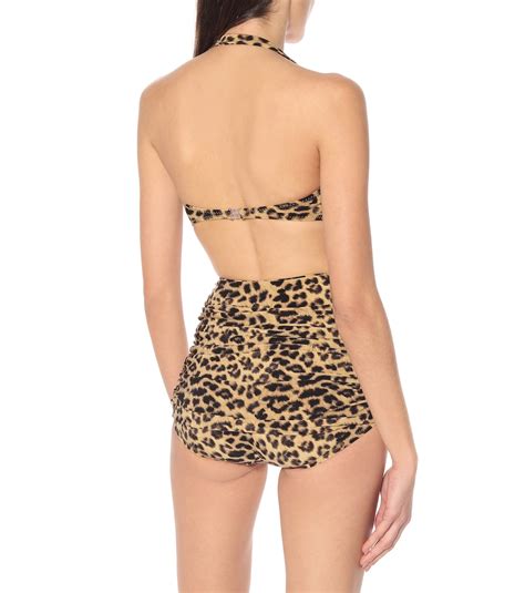 Bill Leopard Print Bikini Top In Yellow Norma Kamali Mytheresa