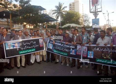 Karachi Pakistan Feb Journalists Chant Slogans Against Killing Of