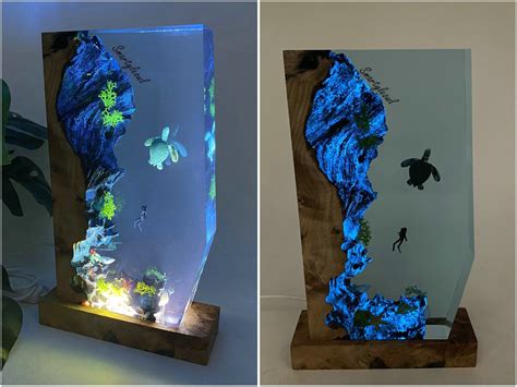 Wood Resin Resin Diy Resin Crafts Mermaid Lamp Gifts For Scuba