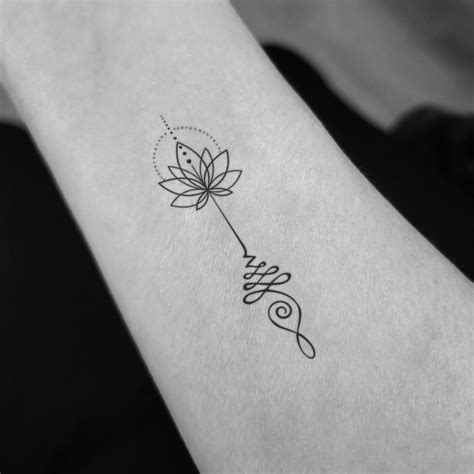 Minimalist Unalome And Lotus Temporary Tattoo Set Of 3 Etsy