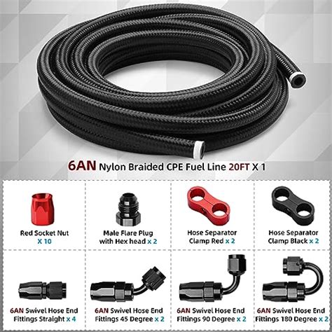 Snapklik BRIFITOR 6AN 20FT Fuel Line Kit AN6 Nylon Stainless