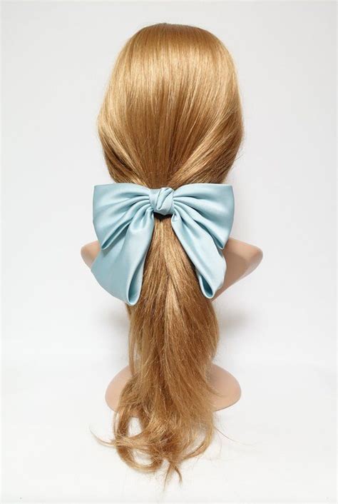 Silk Satin Big K Bow Barrette Glossy Satin Women Hair Accessory For Women Etsy Big Hair Bows