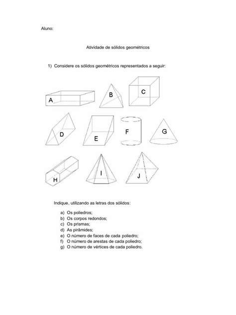 Atividades Com Poliedros E Corpos Redondos