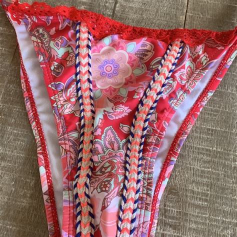 Kelzposh Swim The Kirsten Red Scrunched Booty String Bikini Poshmark