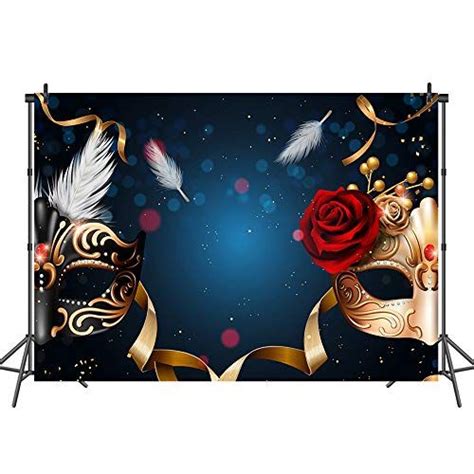 Mehofoto 8x6ft Retro Masquerade Party Backdrop Black And Gold Mask Rose Flower Photo Background